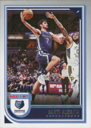 Santi Aldama basketball card from 2022-23 Panini NBA Hoops featuring original gloss finish