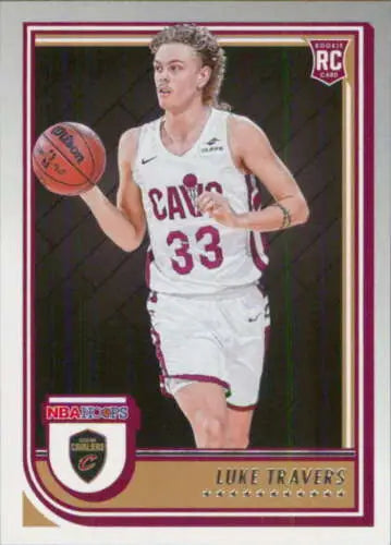 Luke Travers rookie card from 2022-23 Panini NBA Hoops with original gloss finish