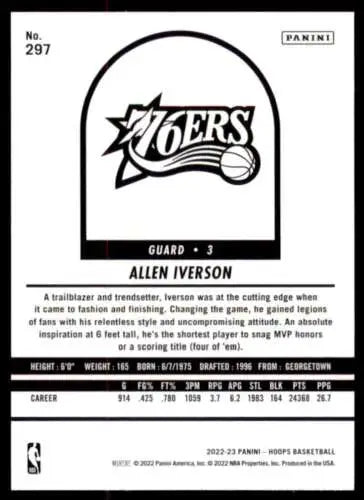 2022-23 Panini NBA Hoops #297 Allen Iverson NM-MT basketball card with original gloss