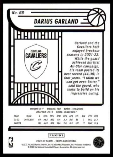 Darius Garland basketball card from 2022-23 Panini NBA Hoops with original gloss finish