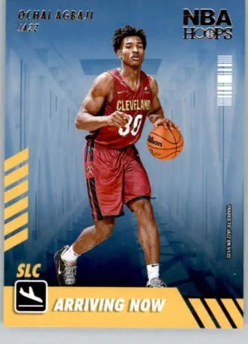 Ochai Agbaji basketball card from 2022-23 Panini NBA Hoops Arriving Now with original gloss