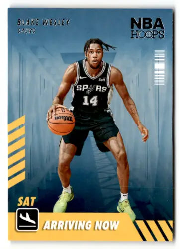 Blake Wesley San Antonio Spurs trading card from 2022-23 Panini NBA Hoops Arriving Now