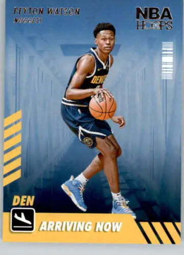 Peyton Watson basketball card from 2022-23 Panini NBA Hoops Arriving Now with original gloss