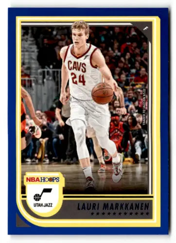 Lauri Markkanen basketball card from 2022-23 Panini NBA Hoops Blue series with original gloss