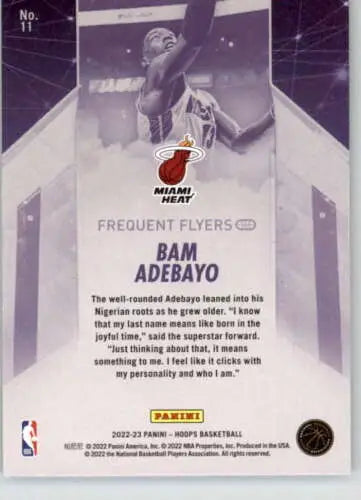 Bam Adebayo 2022-23 Panini NBA Hoops Frequent Flyers basketball card original gloss