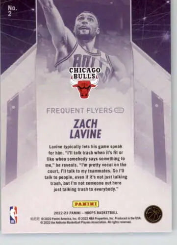 Zach Lavine 2022-23 Panini NBA Hoops Frequent Flyers basketball card with original gloss