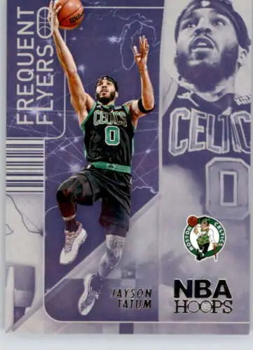 Jayson Tatum basketball card from 2022-23 Panini NBA Hoops Frequent Flyers, original gloss