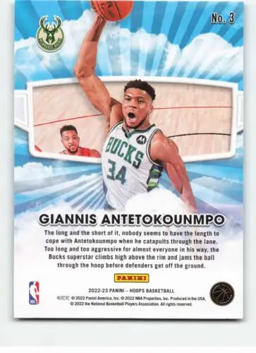 Giannis Antetokounmpo basketball card from 2022-23 Panini NBA Hoops Skyview series