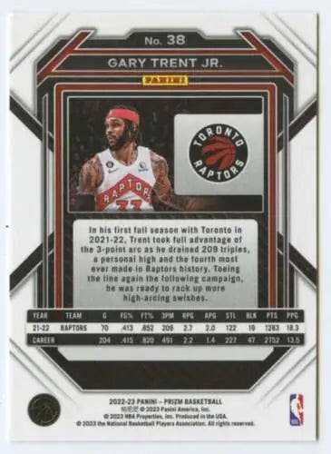 Gary Trent Jr. basketball card from 2022-23 Panini Prizm with original gloss finish