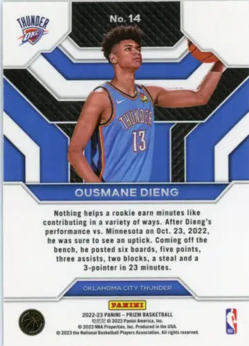 Ousmane Dieng basketball card from 2022-23 Panini Prizm Emergent series