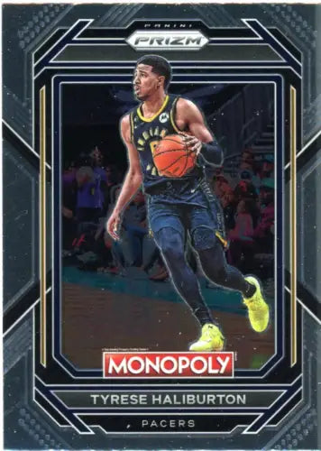 Tyrese Haliburton basketball card from 2022-23 Panini Prizm Monopoly for Indiana Pacers