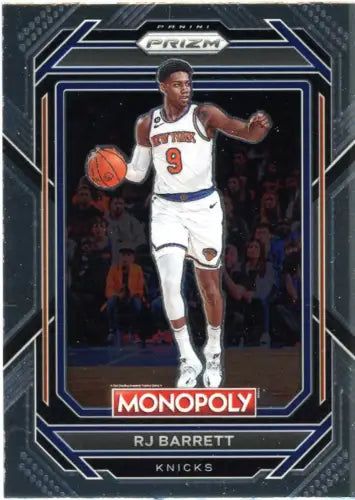 RJ Barrett basketball card from 2022-23 Panini Prizm Monopoly New York Knicks NBA