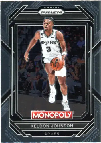 Keldon Johnson basketball card from 2022-23 Panini Prizm Monopoly set for San Antonio Spurs