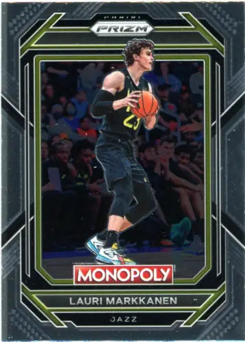 Lauri Markkanen basketball card from 2022-23 Panini Prizm Monopoly Utah Jazz NM-MT