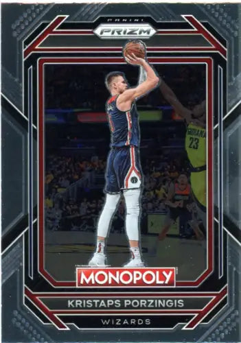 Kristaps Porzingis basketball card from 2022-23 Panini Prizm Monopoly set