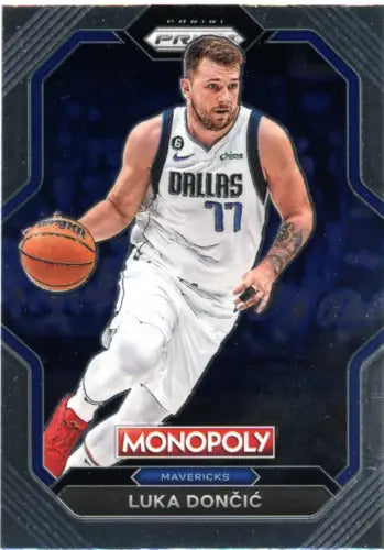 Luka Doncic basketball card from 2022-23 Panini Prizm Monopoly All-Stars set