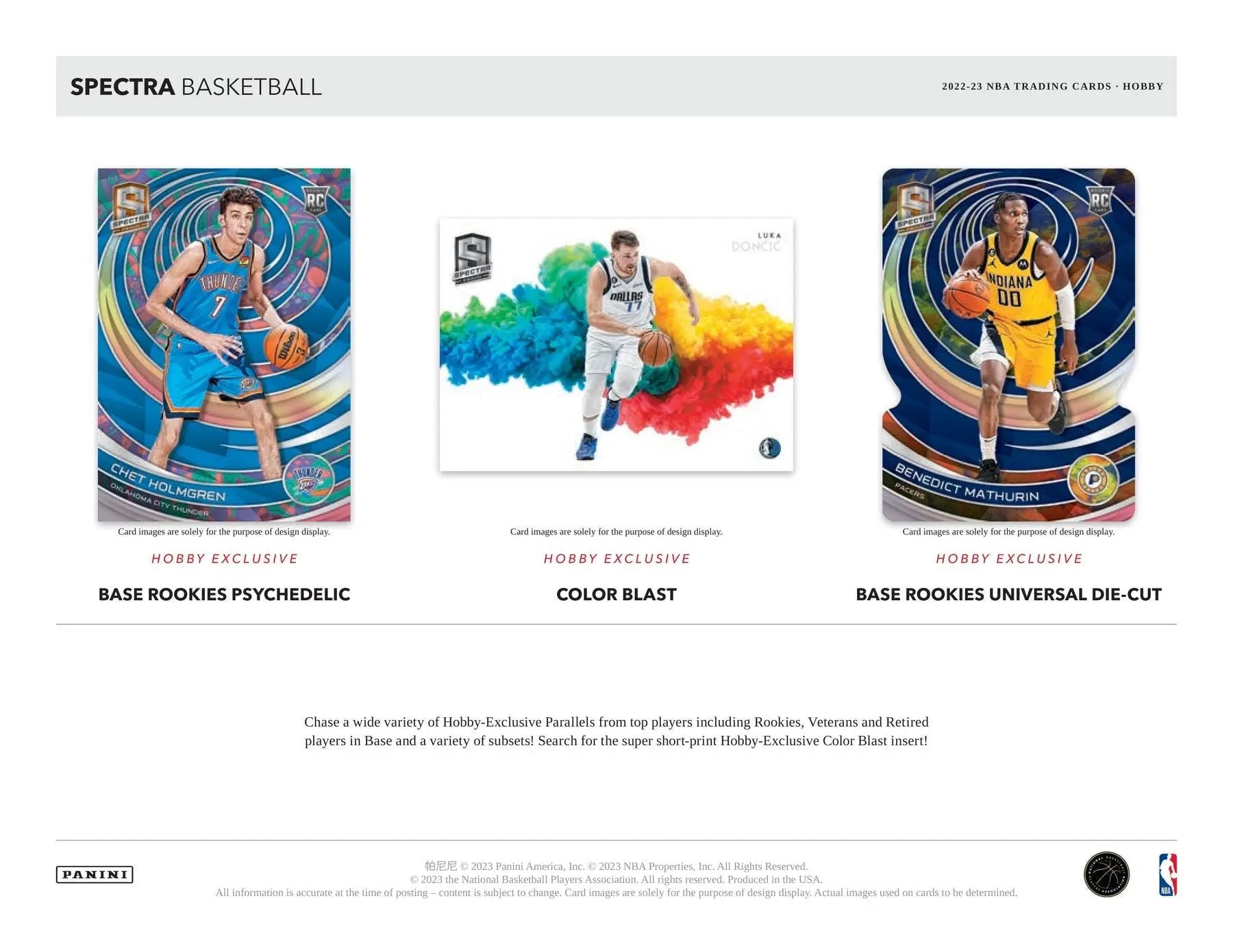 Advertisement for Panini Spectra Basketball with colorful rookie jersey autographs