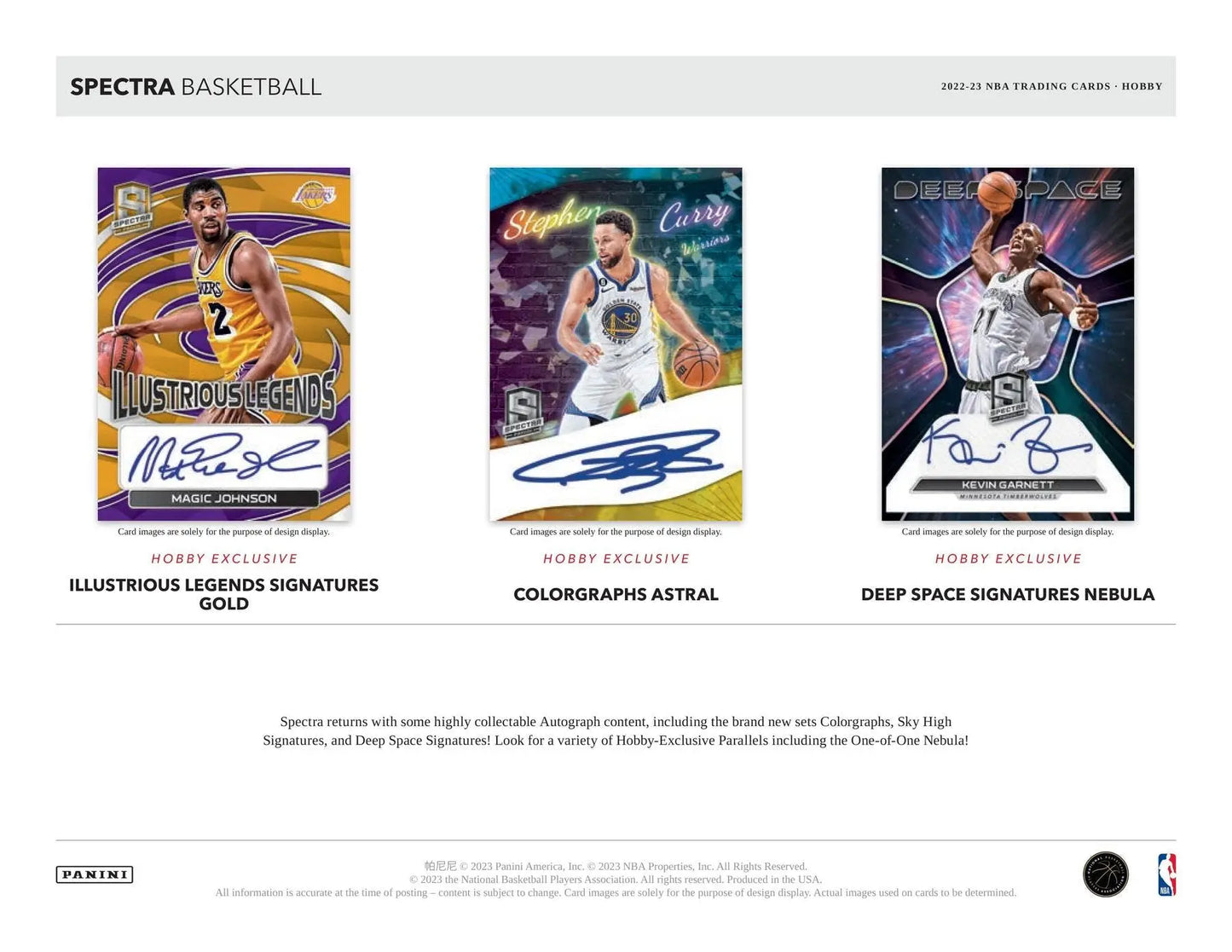 Three autographed basketball trading cards from 2022-23 Panini Spectra Basketball collection