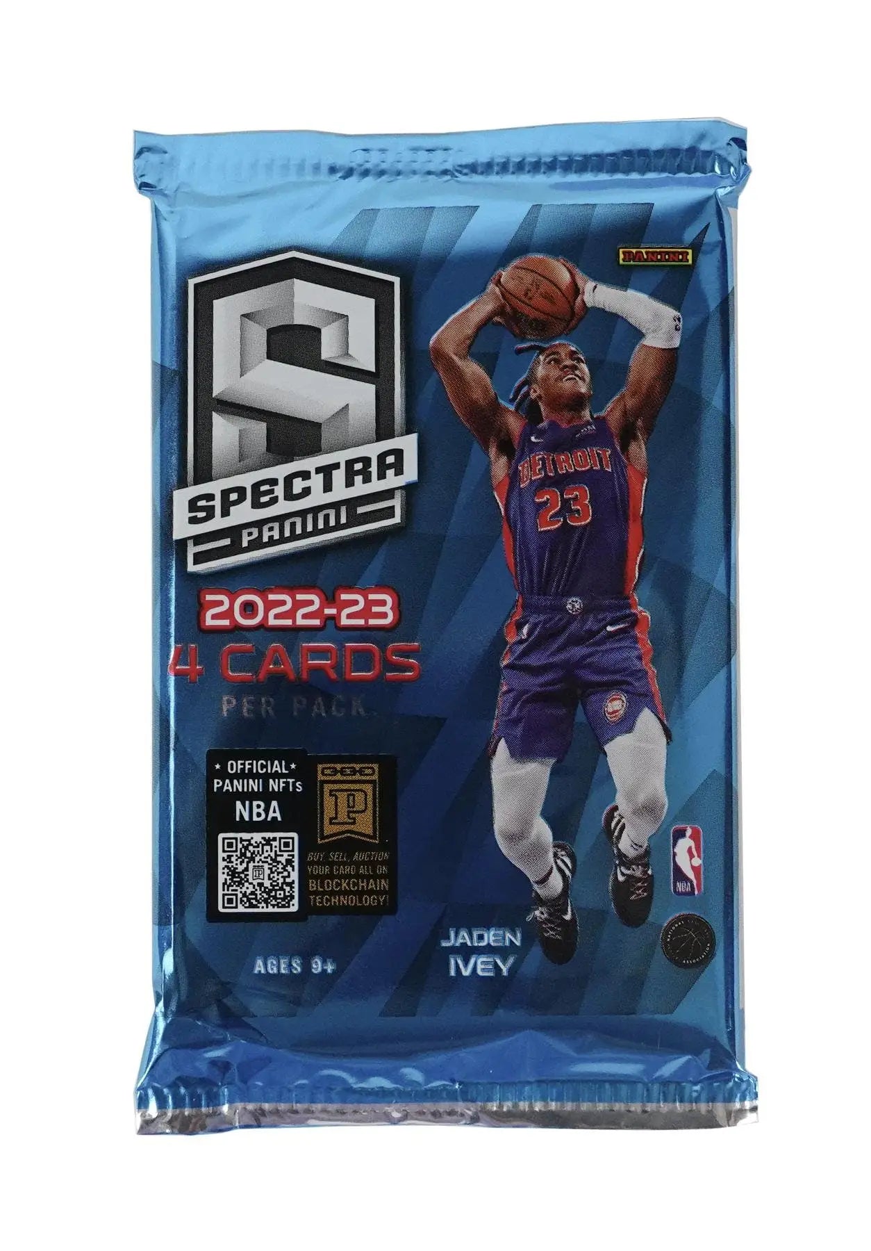 Sealed pack of 2022-23 Spectra NBA trading cards featuring rookie jersey autographs