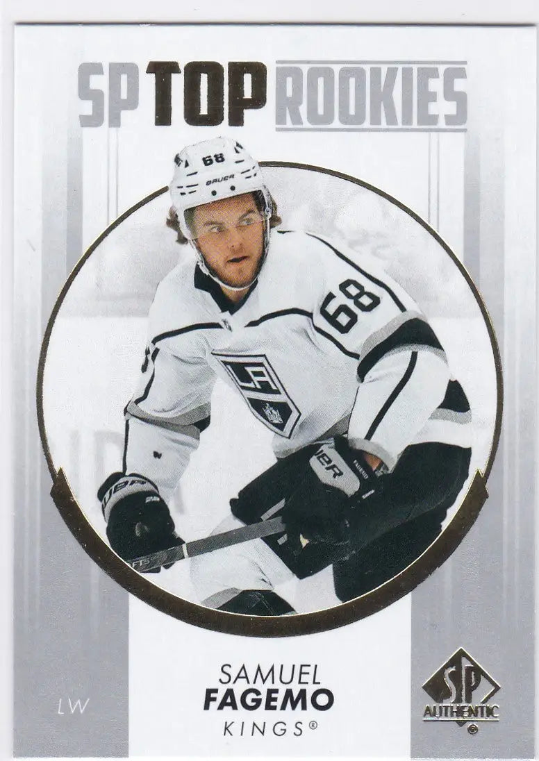 Hockey trading card of Samuel Fagemo Los Angeles Kings jersey number 68