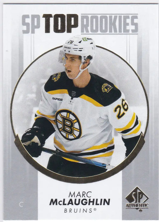 Hockey trading card of Marc McLaughlin, 2022-23 Rookies Insert Bruins edition