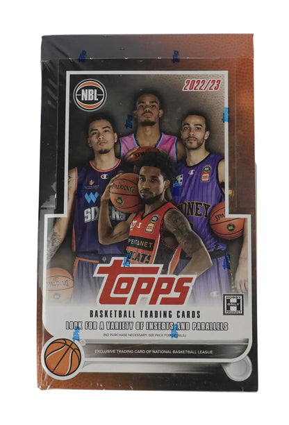 2022-23 Topps NBL Basketball Hobby Box with sun ray parallel trading cards featuring players