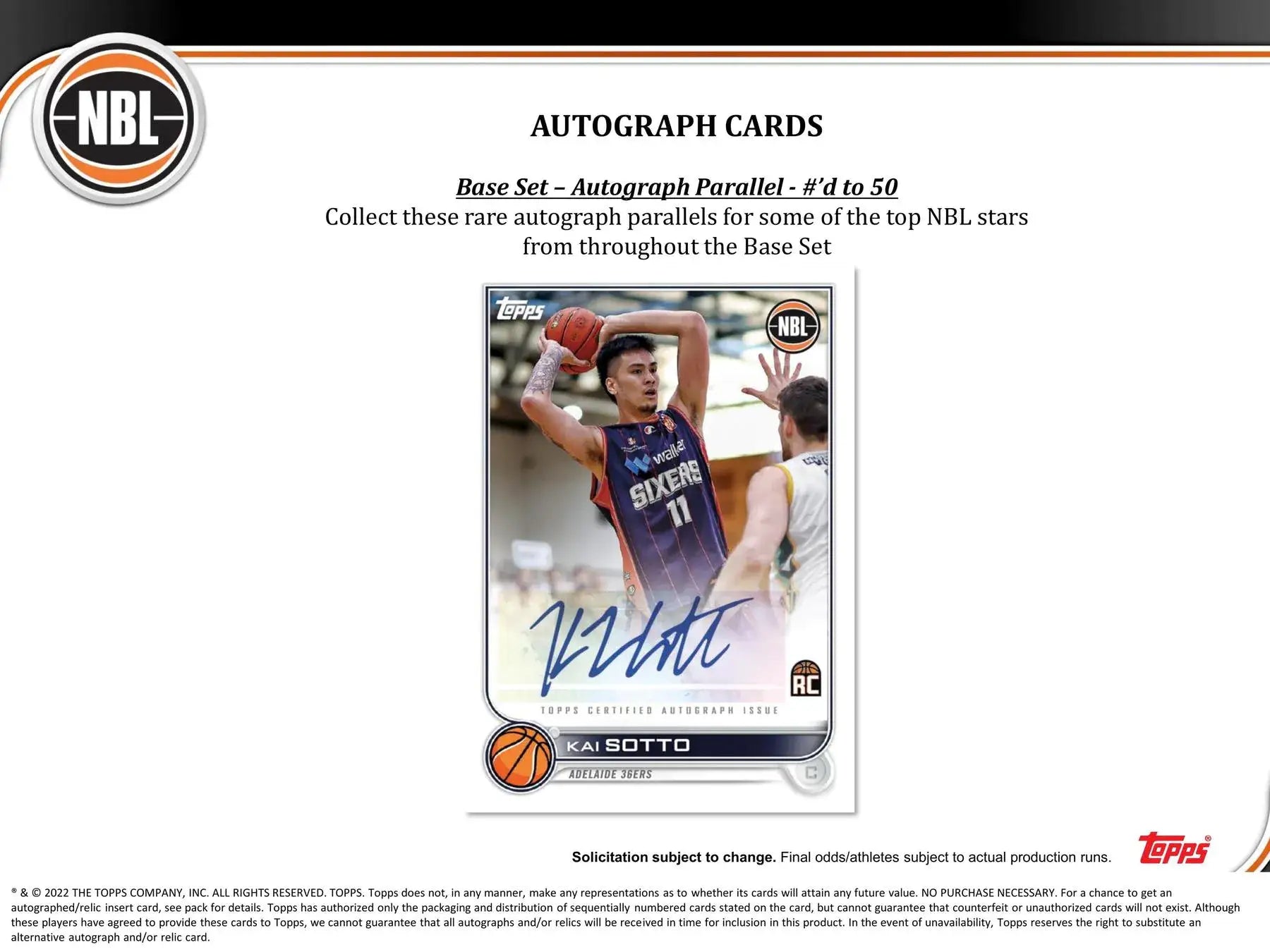 Autographed basketball trading card from 2022-23 Topps NBL Hobby Box base set