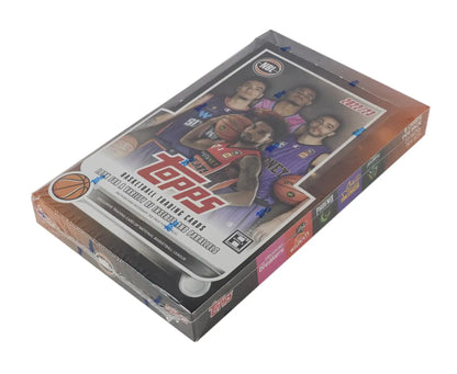 Sealed box of 2019-20 NBA Topps trading cards featuring Sun Ray parallel cards