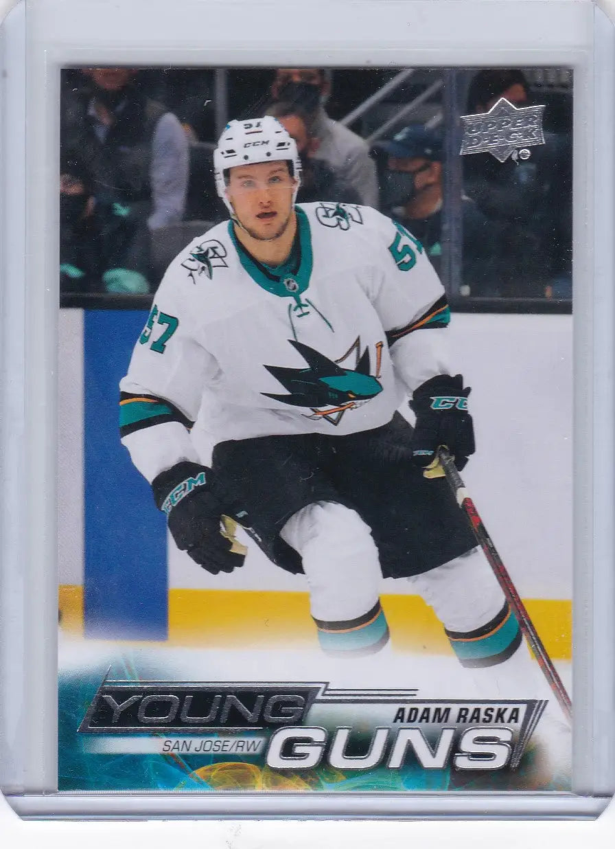 Adam Raska Young Guns card from 2022-23 Upper Deck San Jose Sharks collection