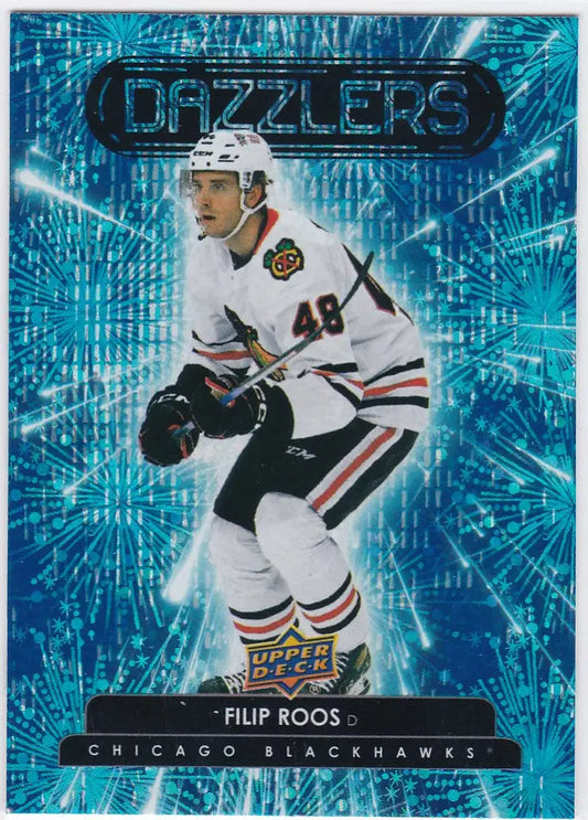 Hockey trading card of Filip Roos Blue Dazzlers Chicago Blackhawks player number 48