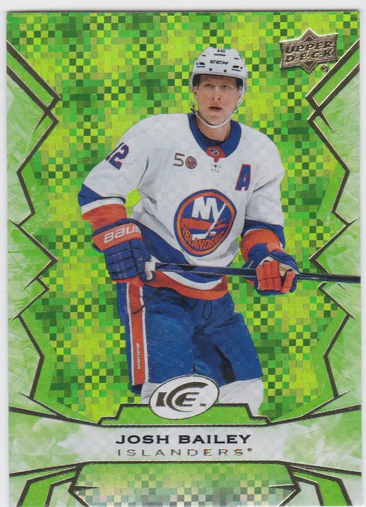 Hockey trading card of Josh Bailey in New York Islanders white jersey Upper Deck Green