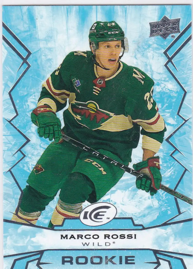 Hockey trading card of Marco Rossi RC Minnesota Wild from Upper Deck Ice 2022-23