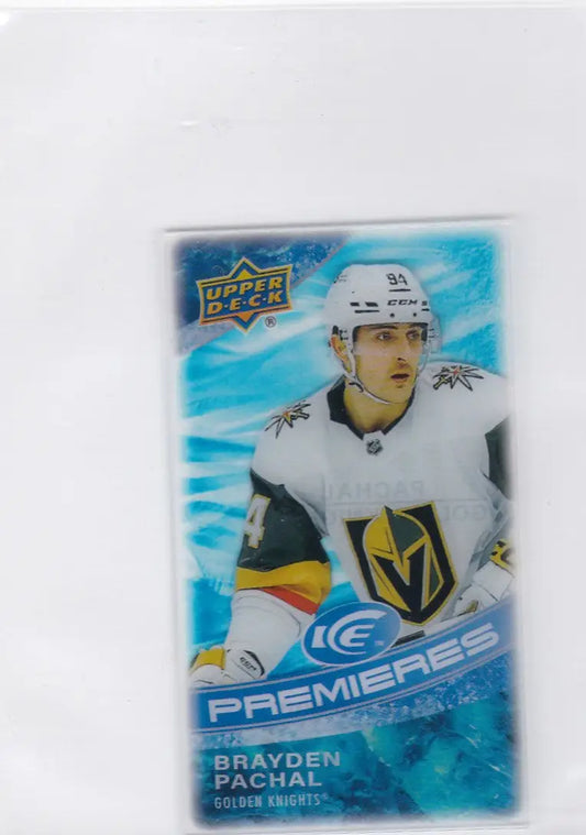 Hockey trading card of Brayden Pachal from 2022-23 Upper Deck Ice Premieres Golden Knights