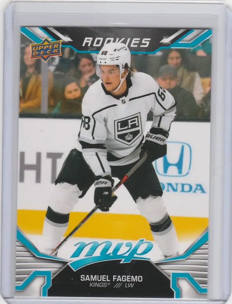 Hockey trading card of Samuel Fagemo from Los Angeles Kings Upper Deck MVP series