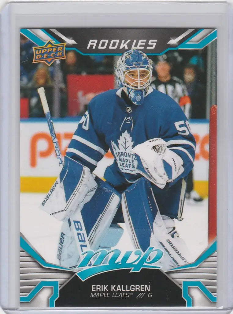 Hockey trading card of Erik Kallgren, Toronto Maple Leafs goalie from Upper Deck MVP