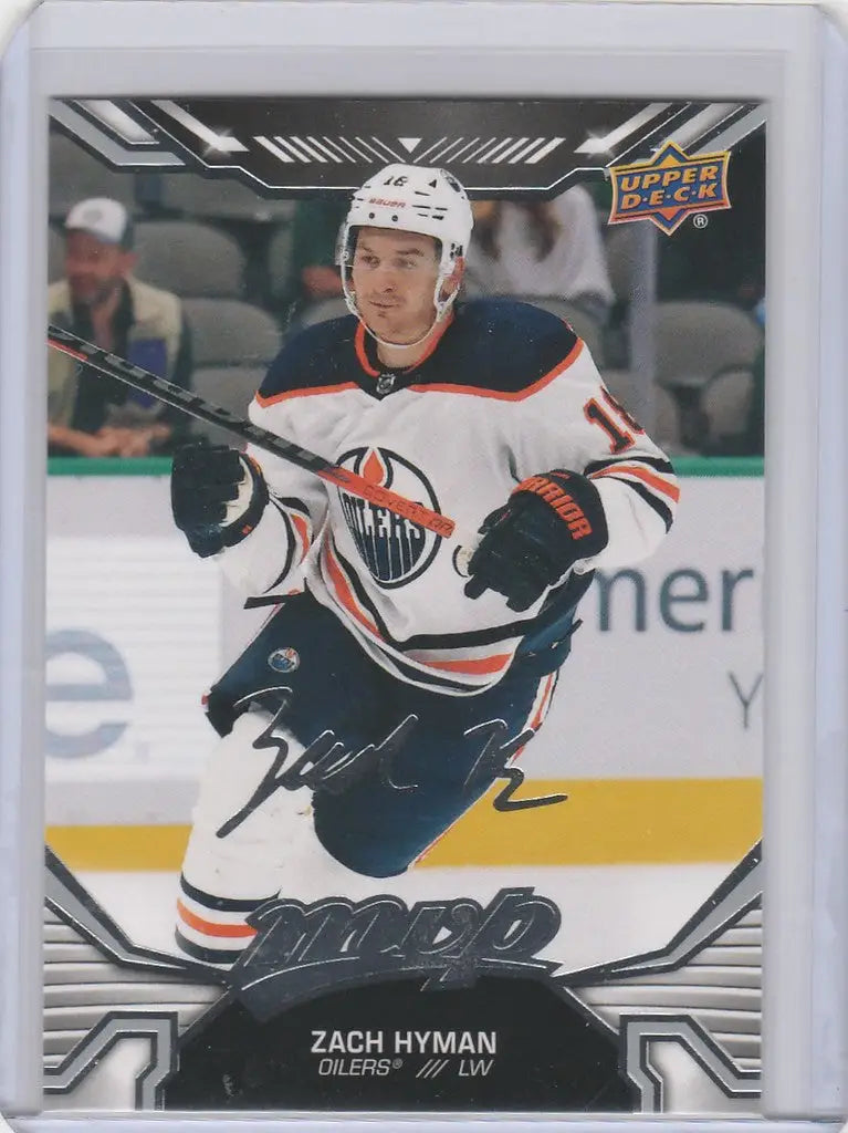 Hockey trading card of Zach Hyman from Upper Deck MVP Silver Script Edmonton Oilers