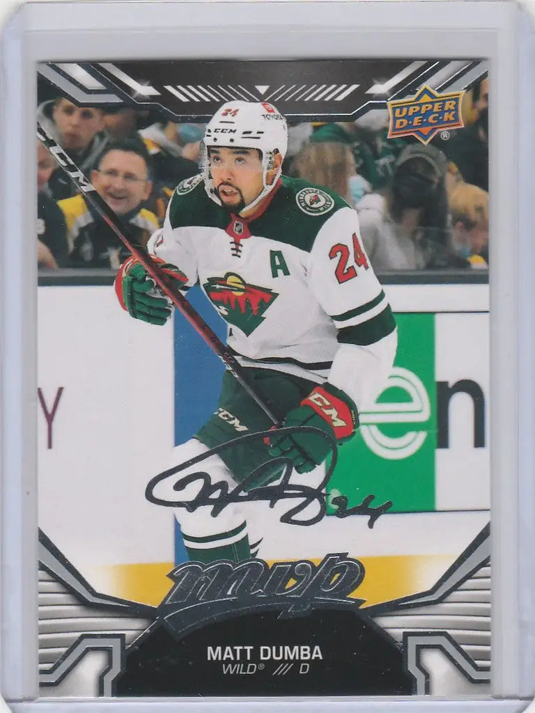 Hockey trading card of Matt Dumba, 2022-23 Upper Deck MVP Silver Script #137