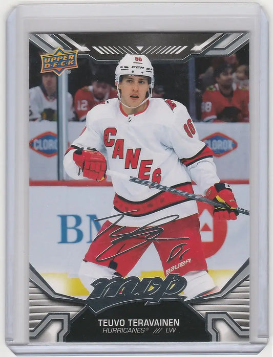 Hockey trading card of Teuvo Teravainen, Upper Deck MVP Silver Script, Carolina Hurricanes