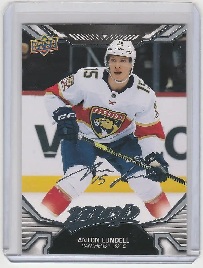 Hockey trading card of Anton Lundell, Upper Deck MVP Silver Script #99, Florida Panthers