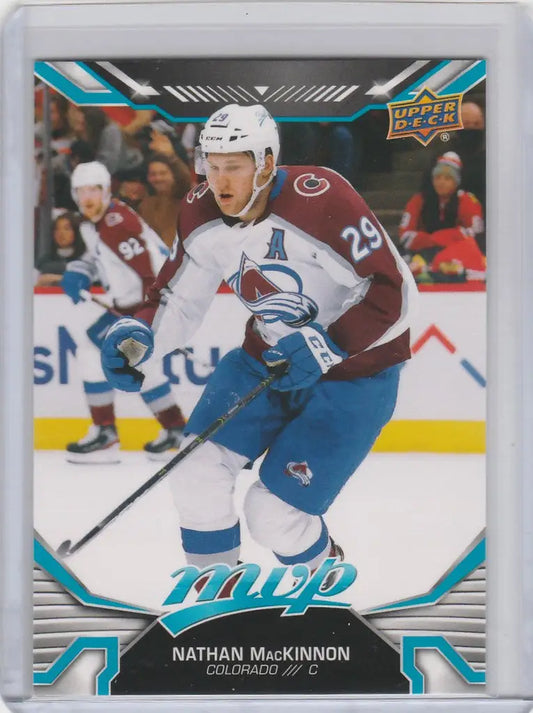 Hockey trading card of Nathan MacKinnon Colorado Avalanche from Upper Deck MVP SP