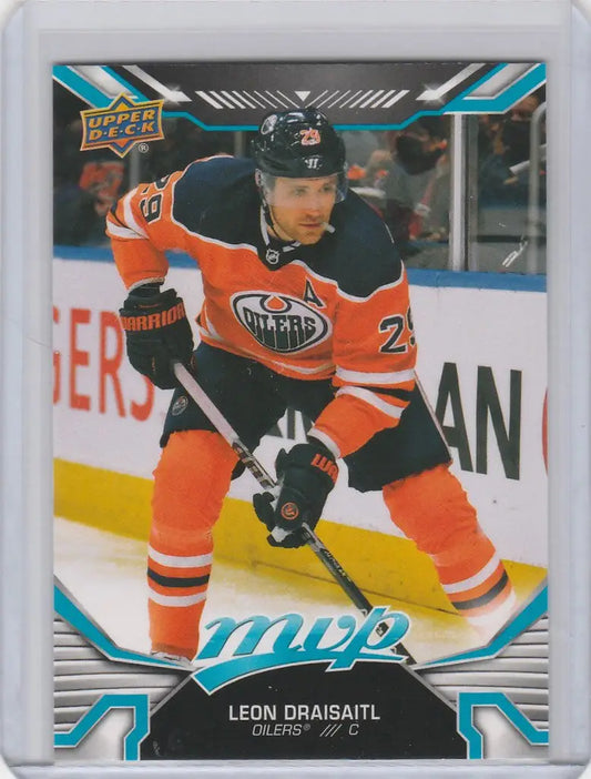 Hockey trading card of Leon Draisaitl in 2022-23 Upper Deck MVP Edmonton Oilers uniform