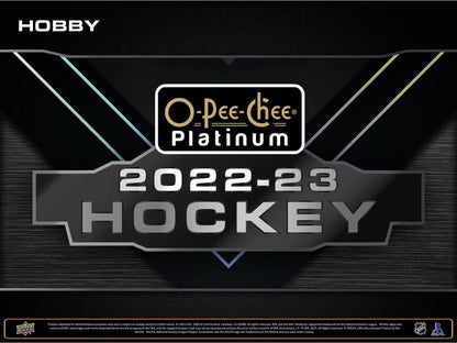 O-Pee-Chee Platinum 2022-23 Hockey box logo featuring marquee rookies and base set veterans