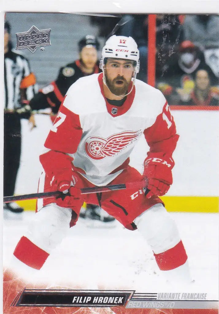 Hockey player in Detroit Red Wings jersey on ice from Upper Deck Series 1 set