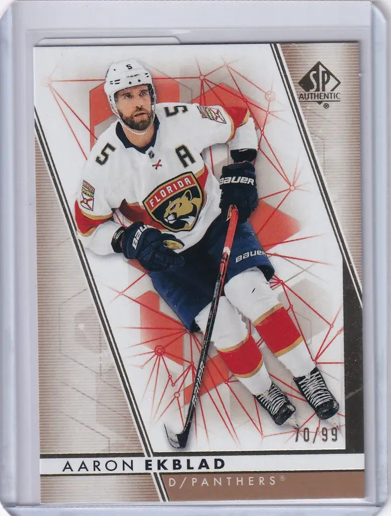 Hockey trading card of Aaron Ekblad, Florida Panthers, 2022-23 Upper Deck SP Authentic Gold