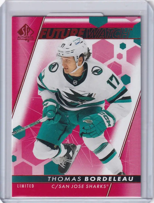 Hockey trading card of Thomas Bordeleau in San Jose Sharks white jersey, 2022-23 Upper Deck