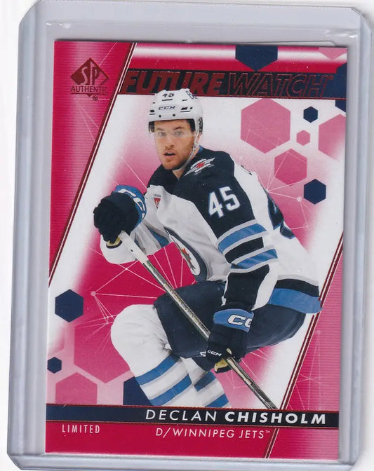 Hockey trading card of Declan Chisholm, Winnipeg Jets, 2022-23 Upper Deck SP Authentic