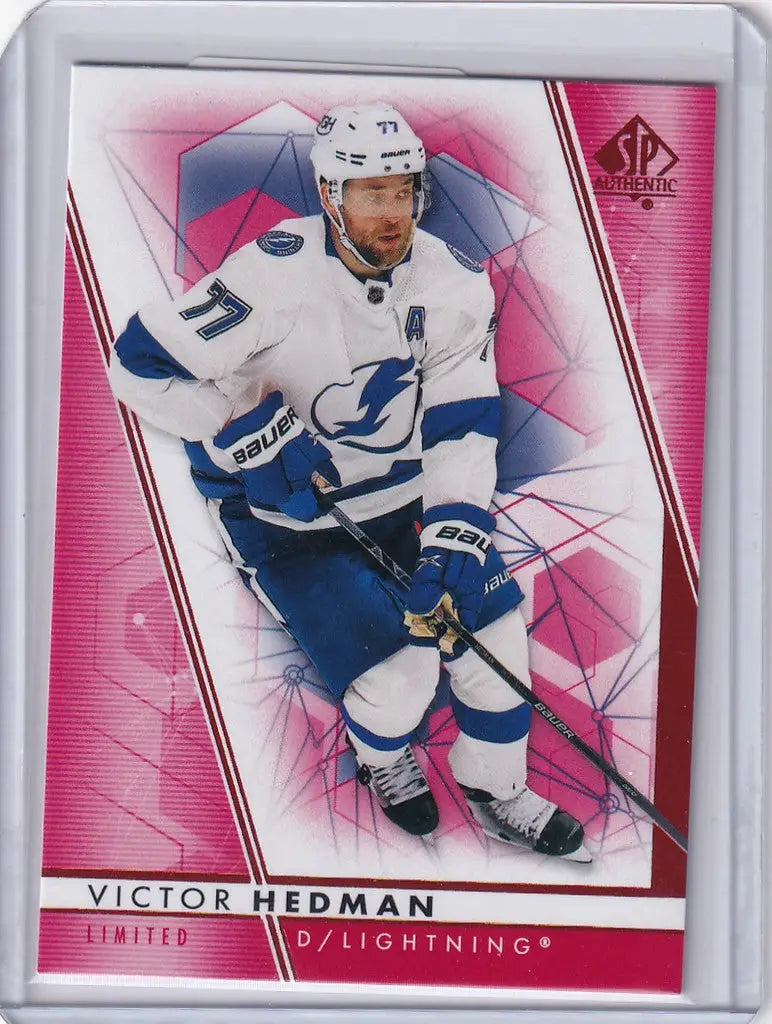 Hockey trading card of Victor Hedman in action for Tampa Bay Lightning Upper Deck SP Authentic