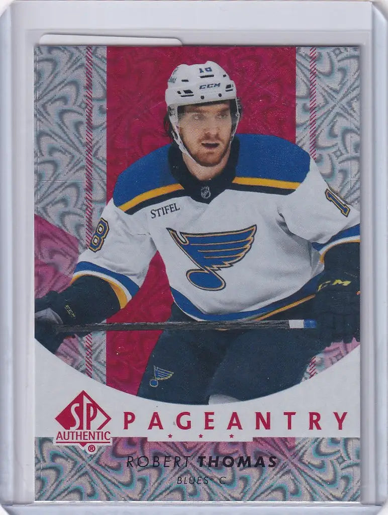 Hockey trading card of Robert Thomas in a St. Louis Blues jersey by Upper Deck