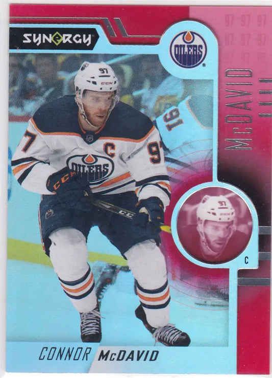 Hockey trading card of Connor McDavis in Upper Deck Synergy Red for Edmonton Oilers