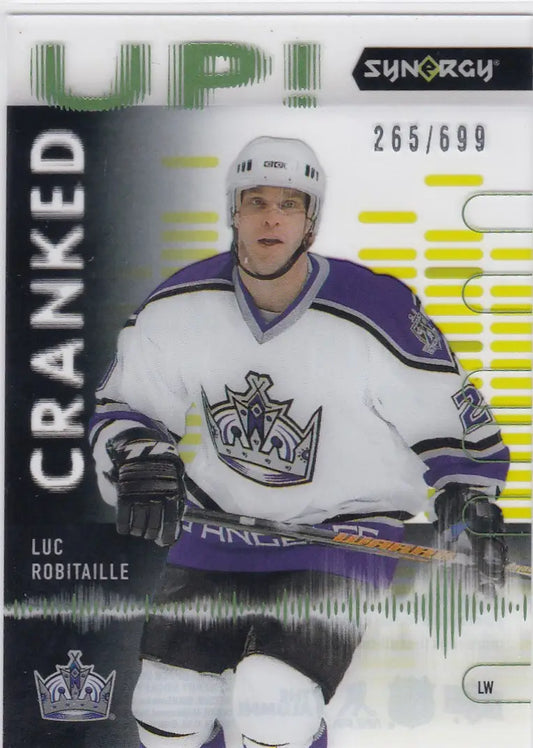 Hockey trading card of Luc Robitaille in Los Angeles Kings jersey from Upper Deck Synergy